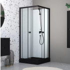 Cabine de douche intégrale 80x80x200 cm carrée - Portes coulissantes - Receveur Noir Mat - ELEMENTARY Aurlane - CAB289