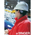 Casque de chantier singer rouge polyethylene avec bandeau reglable fixation 6 points