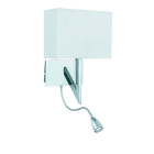 Applique adjustable wall 30 cm avec liseuse, en chrome avec abat-jour blanc