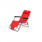 Transat chaise longue jardin plage 3 positions       rouge