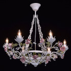 Chandelier blanc flora 6 ampoules 75 cm