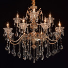 Chandelier doré crystal 12 ampoules 130 cm
