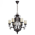 Chandelier marron country 6 ampoules 190 cm