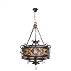 Chandelier marron country 6 ampoules 220 cm