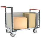 Chariot modulaire PP alvéolaire 2 dossiers + 1 ridelle plateau bois avec tapis caoutchouc 1000 x 600 mm 500 kg - 806724594