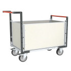 Chariot modulaire PP alvéolaire 2 dossiers + 2 ridelles plateau bois avec tapis caoutchouc 1000 x 600 mm 500 kg - 806724595
