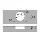Charnière INTERMAT pousse-lache TH 42 à VISSER, ouverture 110° A visser TH 42 B12.5mm (coudure 0 mm) CG3930479