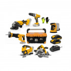 Pack 8 outils sans fil 20v vitopower + 2 batteries 2ah lithium-ion + chargeur rapide + caisse à outils + gants vito
