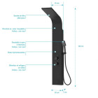 Colonne de douche effet pluie - 140x20cm - acier inoxydable brossé noir mat NEO Aurlane - COL071