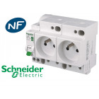 Combiné disjoncteur + 2 prises 2p+t schneider resi9 xe