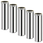 Lot de 5 tdpi1000 conduit double paroi isolé polycombustible longueur 100 cm    inox   ø175