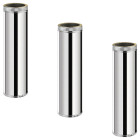 Lot de 3 tdpi1000 conduit double paroi isolé polycombustible longueur 100 cm    inox   ø125