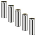 Lot de 5 tdpi500 conduit double paroi isolé polycombustible longueur 50 cm    inox   ø150