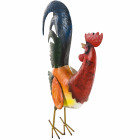 Coq métal rouge tourne la tête 45cm
