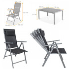 Cordoba plus salon de jardin 6 chaises + table alu      noir