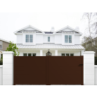 Portail aluminium coulissant plein en kit dimensions l.3000 (entre piliers) x h.1500 mm couleurs marron (ral 1247)