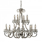 Chandelier oksana, nickel poli, pendeloques cristal, 12 éclairages Chandelier oksana, nickel poli, pendeloques cristal, 12 éclairages