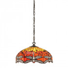 Suspension 41 cm dragonfly flame, verre et métal