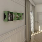 Etagère murale cube échancrée DECO-GEM, acier Aigue-Marine, fond même coloris. L.30 x H.30 x P.15 cm