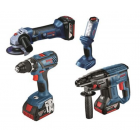 Kit 3 outils bosch : perceuse-visseuse gsr + meuleuse gws + perforateur gbh + 1 batterie 18v 3ah + chargeur - 0615990k6m