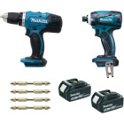 Lot makita 18v li-ion 3ah : perceuse visseuse ddf453 + visseuse à chocs dtd146 – DLX2022SJ3