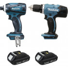 Ensemble de 2 machines MAKITA 18V Li-Ion 1,5Ah - Perceuse visseuse / Visseuse à chocs - DLX2022YJ
