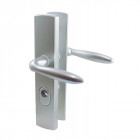 Dt2000 - ensemble poignée de porte béquille double tigra aluminium argent 195 mm à cylindre