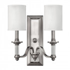 Applique sussex, nickel brossé, 2 ampoules