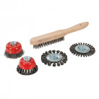 Ensemble brosse métallique, boisseau et roue à fils torsadés, 5 pcs - 5 pcs