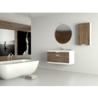 Meuble de salle de bain suspendu 100cm praga 21 - ensemble blanc et bois massif