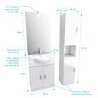 Ensemble de salle de bain blanc 60cm + vasque en céramique blanche + miroir LED + colonne 2 portes - THRIFTY Aurlane - PACM001
