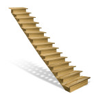 Escalier bois extérieur - 15 marches pleines - largeur = 1m20 - marches découpables - avec contremarches - pin du nord - traité autoclave