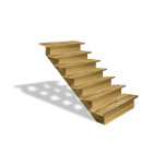 Escalier bois extérieur - 7 marches pleines - largeur = 1m20 - marches découpables - avec contremarches - pin du nord - traité autoclave