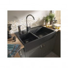 Evier céramique timbre d'office 2 bacs baroque anthracite
