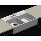 Evier céramique timbre d'office 2 bacs retro blanc sarreguemines