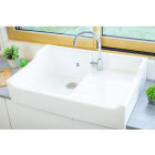 Evier céramique Timbre D'office Tradition blanc 80cm - 1 bac