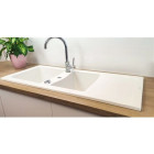 Evier céramique à encastrer Lingot Blanc Sarreguemines - 2 cuves avec égouttoir