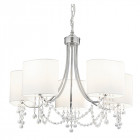 Suspension nina, en chrome et cristal avec 5 abat-jour blancs
