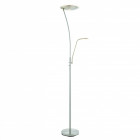 Lampadaire alassio avec liseuse, chrome satiné et plastique