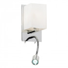 Applique cassa avec liseuse, chrome et verre