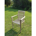 Dima fauteuil empilable en teck massif brut