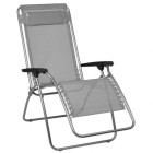 Fauteuil transat pliant avec accoudoirs gris