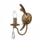 Applique windsor, finition patine dorée, cristal