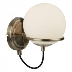Applique sphere, laiton antique et verre, 1 ampoule