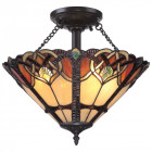 Plafonnier cambridge, bronze vintage et verre tiffany