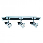 Plafonnier 46cm comet chrome et noir mat, 3 spots