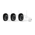 Lot de 3 caméras ip wi-fi extérieure 1080p - fi9902p blanche foscam