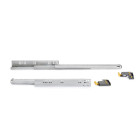 Jeu de coulisses invisibles pour tiroir Silver, à sortie totale, avec fermeture amortie et loqueteau, profondeur 290mm, Acier, zingué