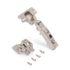 Lot de 20 charnières coudées X91 avec fermeture amortie et embases à visser, hauteur 0, acier, titane Lot de 20 charnières coudées X91 avec fermeture amortie et embases à visser, hauteur 0, acier, titane