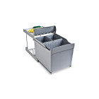 Poubelle de recyclage pour fixation inférieure et extraction automatique dans caisson de cuisine 1x16litres 2x7,5litres, Plastique gris